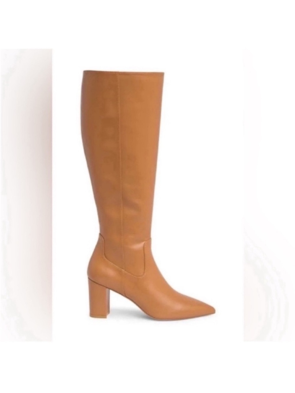 Stuart Weitzman renegade block heel boots Tall Pointed Toe- Tan